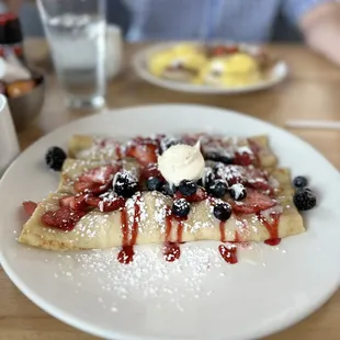 Very berry crepes. Moist with the perfect amount of sweetness, topped with super fresh berries.