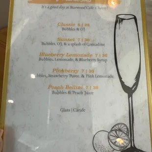 Mimosa menu