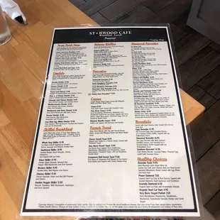 Breakfast menu