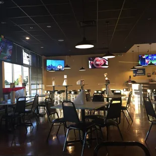 Lots of TVs, tables and bar tops. Great space to catch a football game with friends!