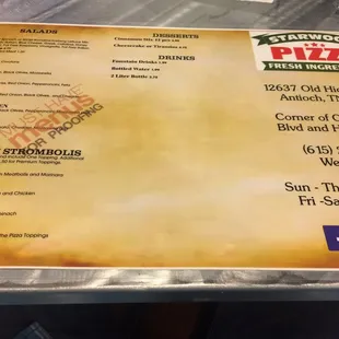 menu