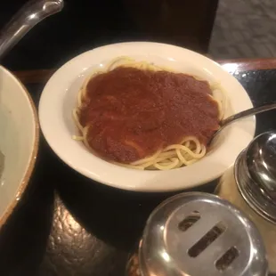 Wife got side of spaghetti with her prime rib. The sauce was excellent.
