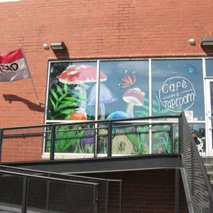 the entrance to the restaurant