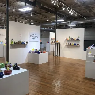 a variety of glassware on display