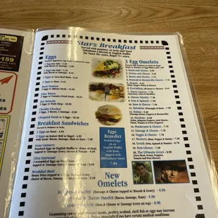Breakfast menu