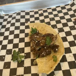 street taco, no salsa or onions ive already ate most of them. theres 3