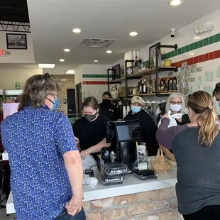 All staff wearing masks