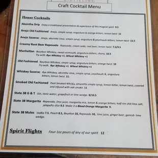 House cocktails + spirit flights