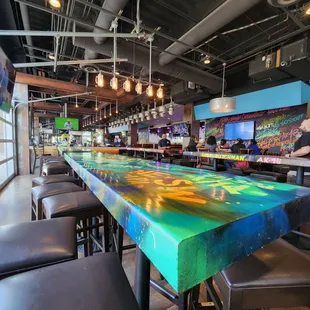 a colorful bar top