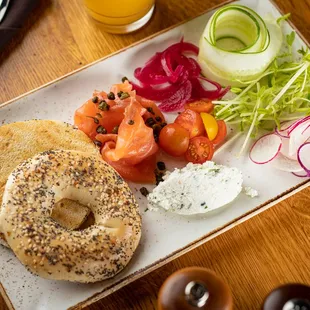 Bagel and Lox Plate at State and Lake Chicago Tavern