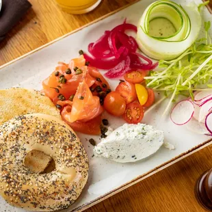 Bagel and Lox Plate at State and Lake Chicago Tavern