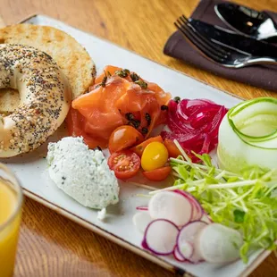 Bagel and Lox Plate at State and Lake Chicago Tavern