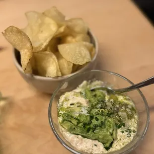 Trout Avocado Dip with potato chips