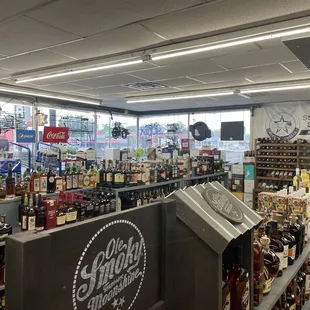 the inside of a liquor store