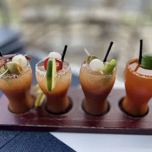 Bloody Mary Flight: Bloody Mary, Bloody Maria, Red Snapper &amp; Michelada.