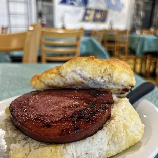 Fried Bologna Biscuit