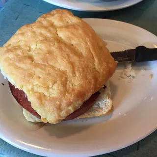 Fried Bologna Biscuit