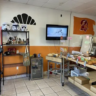 Inside bakery with Star Wars memorabilia