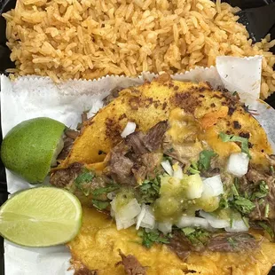 Taco plate with quesatacos (birria) meat