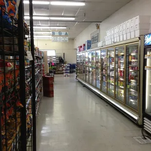 aisle with refrigerated refrigerators