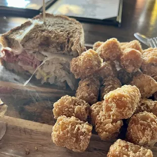 Reunion reuben with extra crispy tots