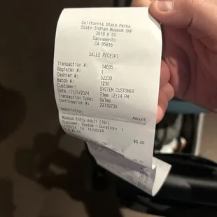 Entry fee for three adults