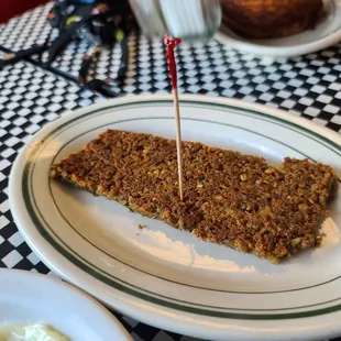 a piece of meatloaf on a plate