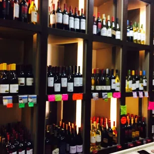 bottles of wine on shelves