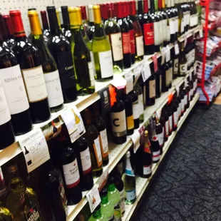 Many varieties of wine.