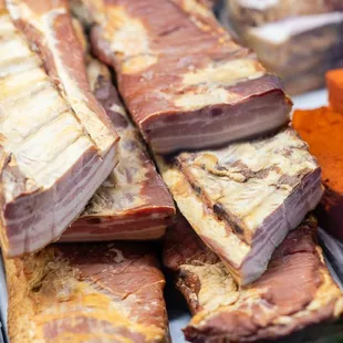 a variety of meats on display