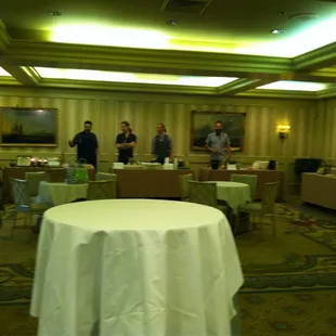 Bartenders setting up.