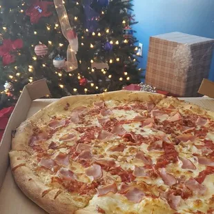 Double ham add bacon piZZA