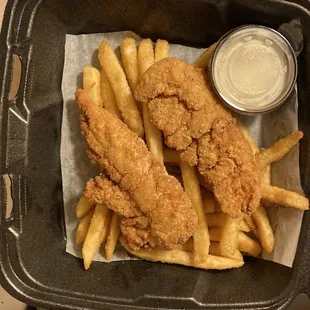 Fries and chicken