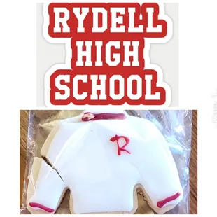 A sweet memento from The State Theatre (made by Mocha Magic). Rydell High sweater cookie for the sing-a-long movie Grease!