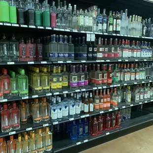 shelves of liquor