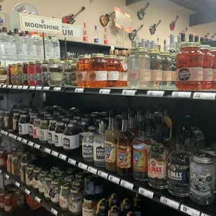 shelves of liquor