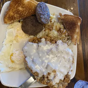 Chicken Breadstick sausage eggs and hashbrowns