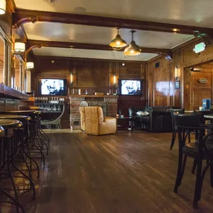 bar with chairs and bar stools