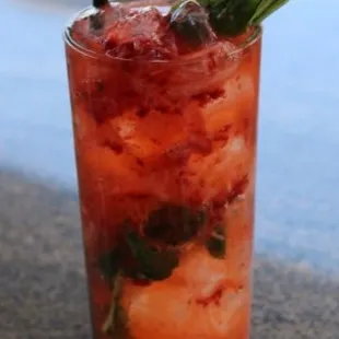 Seaworthy | sailor jerry rum | strawberries | basil | lemon sour