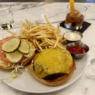 Burger with perfect shoestring fries