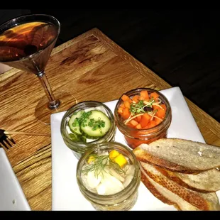 classic manhattan + assorted pickles
