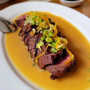 Grilled Tri Tip Steak with kumquat ginger scallion dressing