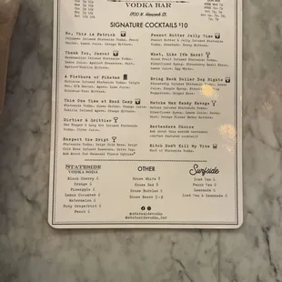 menu