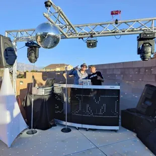 Dj setup with custum dj booth