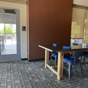 Door to patio from our table. Patio does look inviting, but we weren't offered an option for patio or indoor seating.