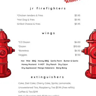 menu for winter menu