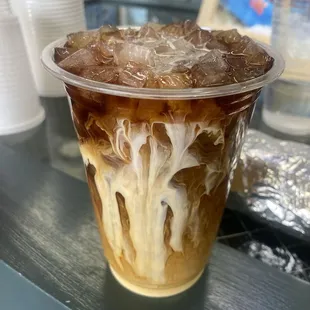 Cold brew coffee. I added cream and honey myself:)