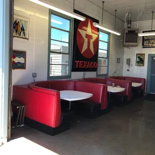 Station 24 coffee, fresh pastries - try blueberry muffins. really good with clean bathrooms too.