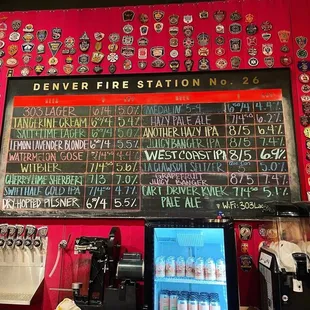 a large menu on the wall