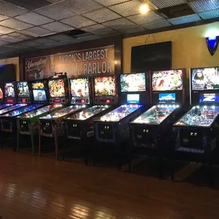 Pinball machines.